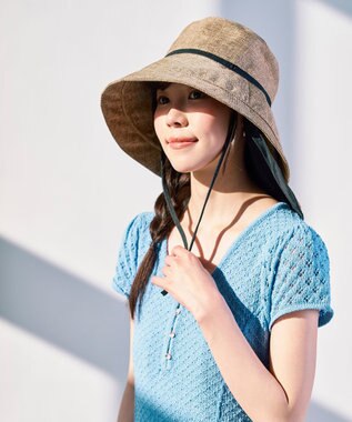 MOONBAT 【遮光100％/遮熱/UV/UPF50+/コンパクト】ネックガード付きハット 帽子 無地 サイズ調整可能 手洗い可能