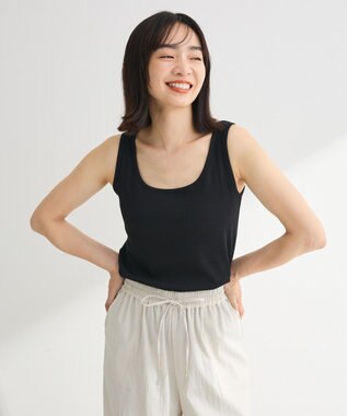 Green Parks 機能付テレコリブタンクトップ Black