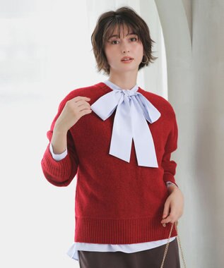 ANY SIS L 【前後着用可能】Airニット カーディガン レッド