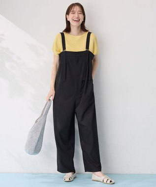 ANY イージーケアライトストレッチサロペット ブラック