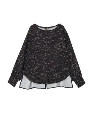 Green Parks ドットイージーケアバックスリットブラウス