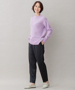 自由区 【洗える】ウールカシミヤブレンド オフネックプルオーバーニット ローズ系