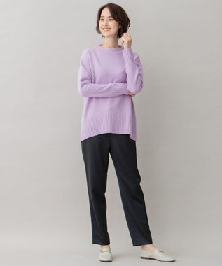 自由区 【洗える】ウールカシミヤブレンド オフネックプルオーバーニット ローズ系