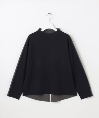 自由区 【セットアップ対応】ウールミラノボトルネック ニット ネイビー×チャコール