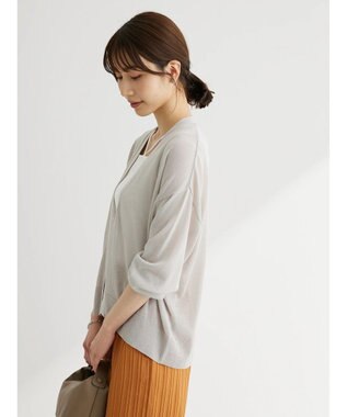 Green Parks 接触冷感ゆったりカーデ Light Gray