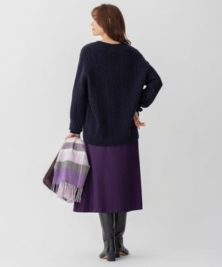 自由区 【洗える】ウォッシャブルハイカウントフラノ タックスカート パープル系