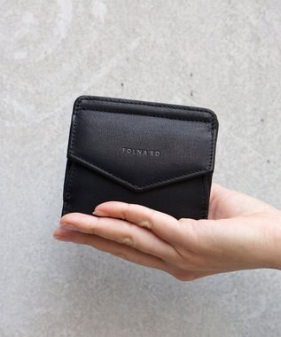 FOLNA RD ソフトレザー・ホイルレザー エンべロープ二つ折り財布 ブラック