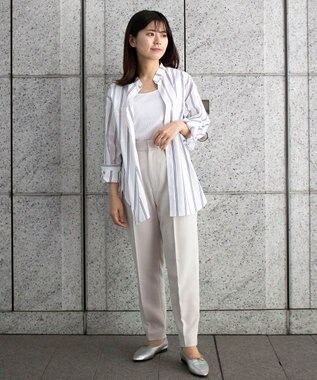 KASHIYAMA GIZA 100/2 バンドカラーシャツ ネイビーレールストライプ