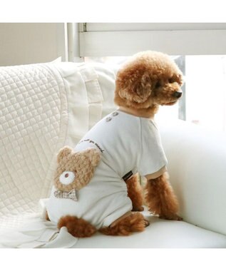 PET PARADISE ペットパラダイス くまちゃん サーモキープ ロンパース 小型犬 ホワイト×ブラウン