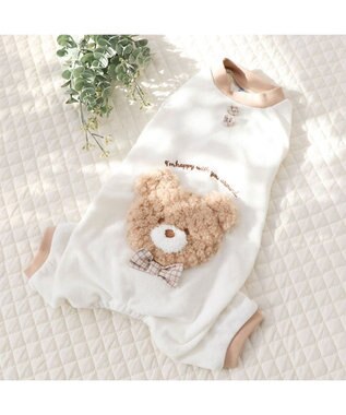 PET PARADISE ペットパラダイス くまちゃん サーモキープ ロンパース 小型犬 ホワイト×ブラウン