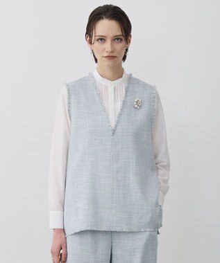 ICB 【先行予約】ライトスラブツイード Vネックジレ