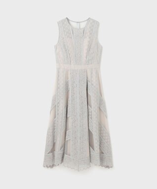 GRACE CONTINENTAL レースパッチワークドレス グレー