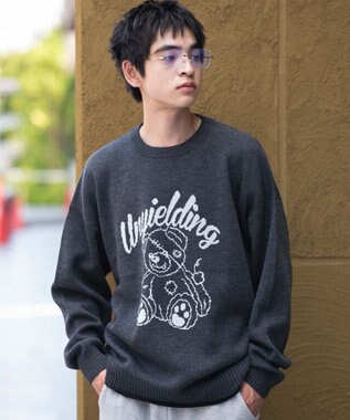 WEGO 【ユニセックス着用ITEM/SMLサイズ展開】ジャガードグラフィックプルオーバー ブラック中濃色