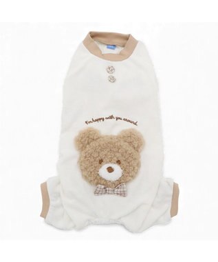 PET PARADISE ペットパラダイス くまちゃん サーモキープ ロンパース 小型犬 ホワイト×ブラウン