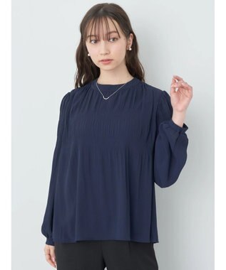 earth music&ecology マジョリカプリーツブラウス Navy