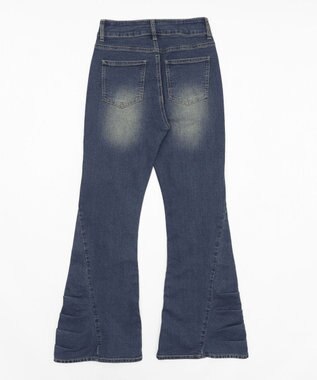 WEGO ギャザーデニムフレアパンツ デニム中濃加工色