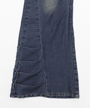 WEGO ギャザーデニムフレアパンツ デニム中濃加工色