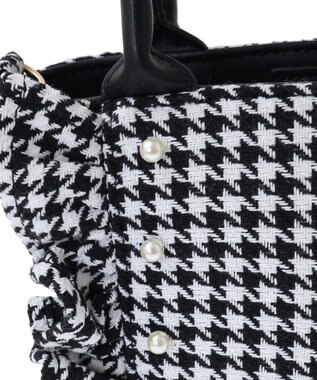 Maison de FLEUR 2Way千鳥柄フリルトートSバッグ Black