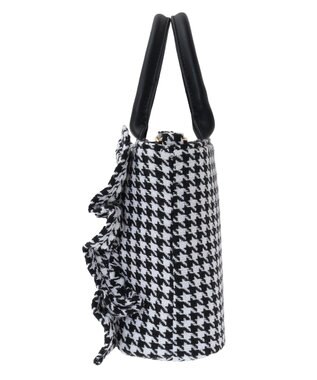 Maison de FLEUR 2Way千鳥柄フリルトートSバッグ Black