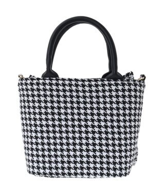 Maison de FLEUR 2Way千鳥柄フリルトートSバッグ Black