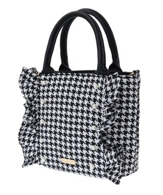 Maison de FLEUR 2Way千鳥柄フリルトートSバッグ Black