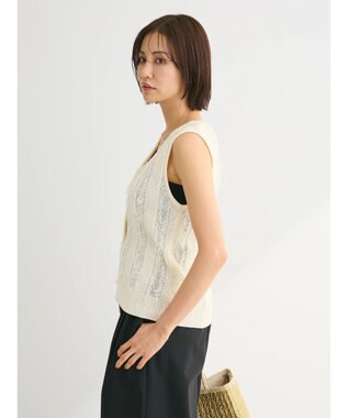 Green Parks フリンジニットベスト White