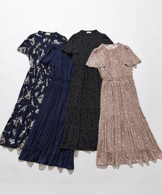 ANY SIS シアーパターン ワンピース ネイビー