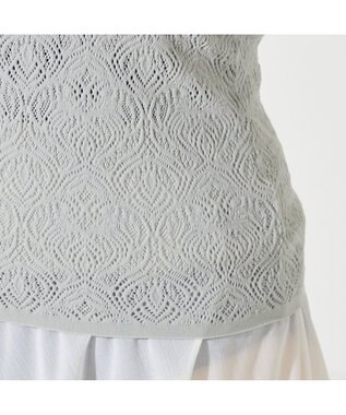 Chacott 【ノーソーイングニット】レーシーＶネックニットトップ エバーグリーン