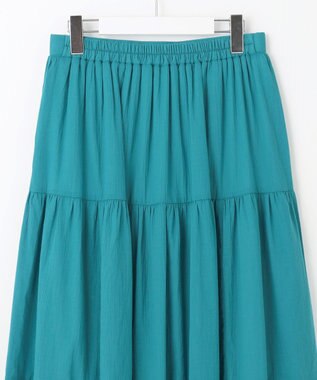 Feroux 【洗える】コットンボイルティアード スカート グリーン系