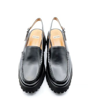 APOM プラットフォームスリングバックモカシン40 ブラックG