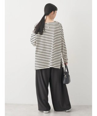 earth music&ecology バック釦ボーダーチュニック Ivory