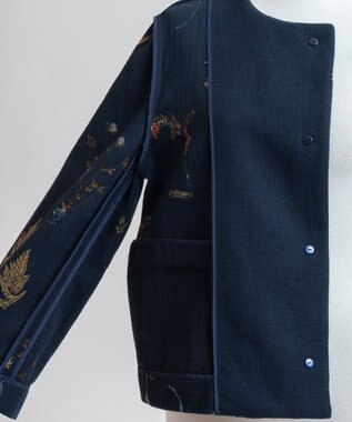 muuc ボタニカル刺繍のジャケット ネイビー