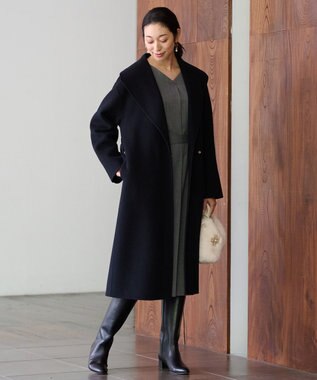 自由区 S 【洗える】ウールミックスストレッチツイル ワンピース ライトグレー系