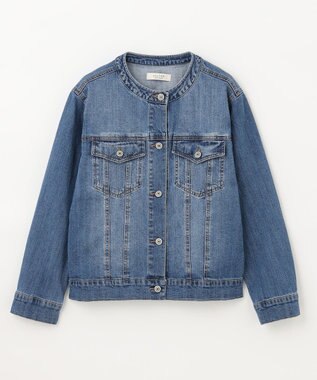 ANY 【洗濯機可能・ストレッチ】ノーカラー デニムジャケット フェードインディゴ