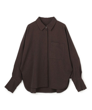 uncrave ウォッシャブルウールライクツイル ドルマンシャツ ブラウン