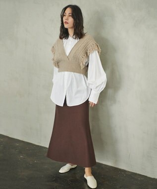 #Newans 【洗える】カシミヤブレンドバルキーデザインニットベスト ベージュ系