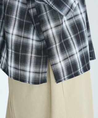 CRAFT STANDARD BOUTIQUE バックギャザーポンチョシャツ Check Black