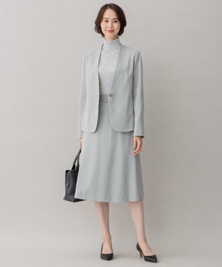 自由区 【XSサイズ～/洗える】ダブルフェイススーティング ノーカラージャケット セージ