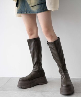 WEGO 厚底ボリュームロングブーツ ブラウン