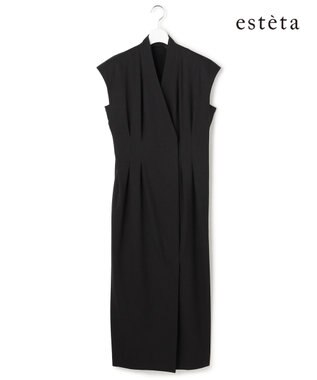 23区 【エステータ】マットクレープジョーゼット ワンピース ブラック