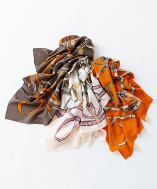 23区 【WEB&一部店舗限定】ウールカシミヤ デザイン ストール アイボリー系