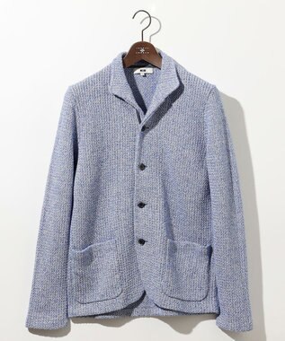 JOSEPH ABBOUD 【和紙使用エコ素材/日本素材/軽量/通気性/速乾性】和紙ムリネ ニット ジャケット ブルー系