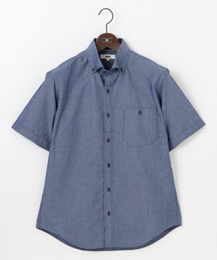 JOSEPH ABBOUD クールビズ【新作・環境配慮型素材】サスティナブルファブリック ビオグレースシャンブレー シャツ ネイビー系