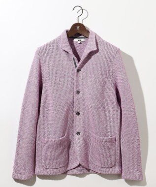 JOSEPH ABBOUD 【和紙使用エコ素材/日本素材/軽量/通気性/速乾性】和紙ムリネ ニット ジャケット パープル系