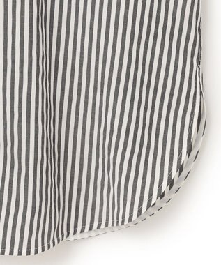 ICB 【洗える】 アルコットストライプ シャツブラウス ブラックストライプ系