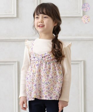  花柄キャミセット 長袖 Tシャツ