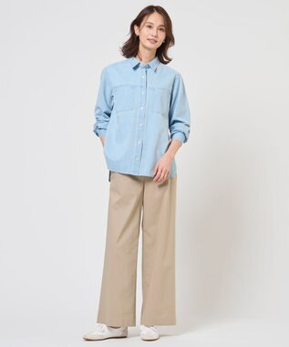 J.PRESS LADIES 【WEB限定】セルロースリネンストレッチ ワイドストレート パンツ 【WEB限定】ベージュ系