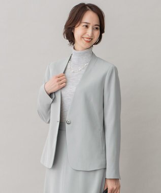  【XSサイズ～/洗える】ダブルフェイススーティング ノーカラージャケット