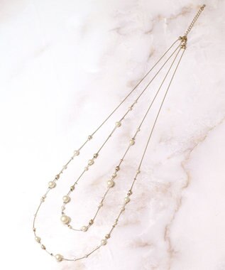 Tiaclasse パール２連ネックレス ゴールド