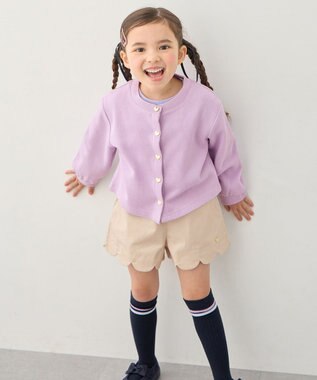 ANY KIDS 【洗濯機可能】スナップボタン カーディガン ラベンダー